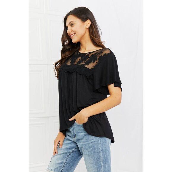 Culture Code Ready To Go Full Size Lace Embroidered Top In Black - Picture 4 of 6